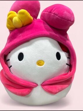 Hello Kitty Pink Plush with Yellow Bow Hood